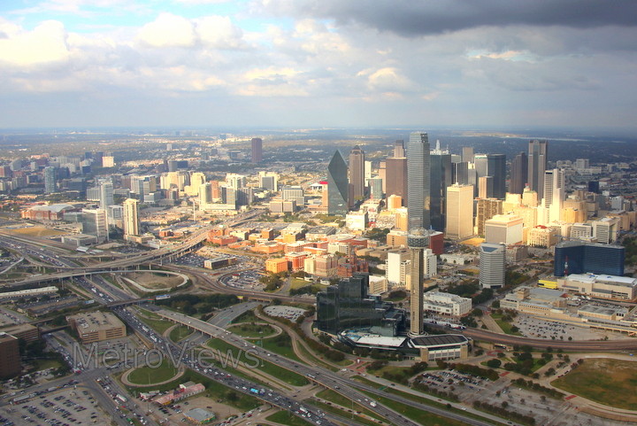 Downtown Skyline-Dallas Aerial Photography Image by MetroViews, Dallas Aerial Photographer
